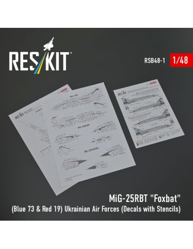 MiG-25RBT Foxbat (Blue 73 & Red 19) Ukrainian Air Forces (Decals with Stencils) 
