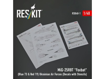 MiG-25RBT Foxbat (Blue 73 & Red 19) Ukrainian Air Forces (Decals with Stencils) 