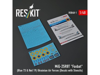 MiG-25RBT Foxbat (Blue 73 & Red 19) Ukrainian Air Forces (Decals with Stencils) 