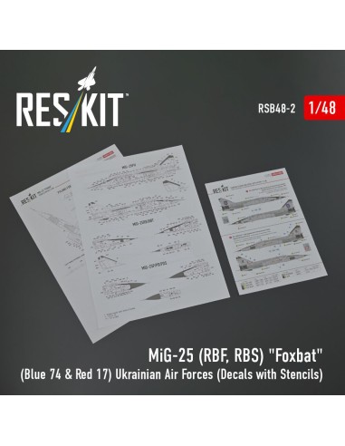 MiG-25RBF, RBS Foxbat (Blue 74 & Red 17) Ukrainian Air Forces (Decals with Stencils) 