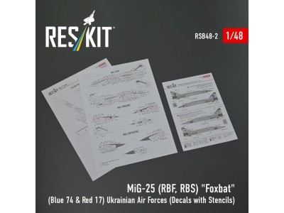 MiG-25RBF, RBS Foxbat (Blue 74 & Red 17) Ukrainian Air Forces (Decals with Stencils) 
