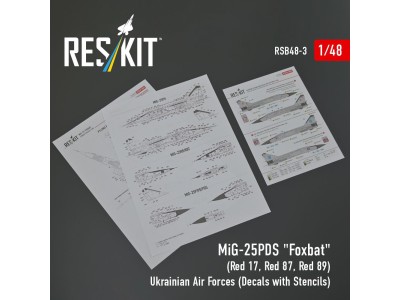 MiG-25PDS Foxbat (Red 17, Red 87, Red 89) Ukrainian Air Forces (Decals with Stencils) 