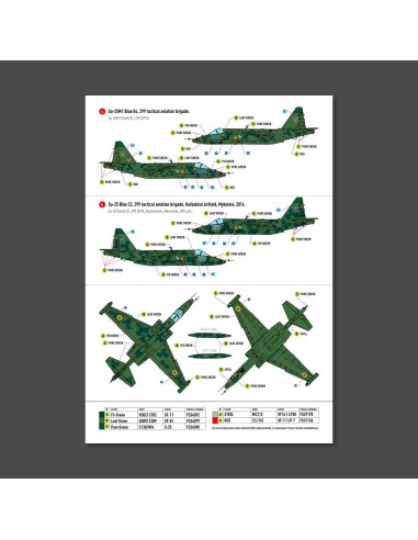 Su-25 Frogfoot Clover (BLUE 01, 04, 10, 22, 33) Ukrainian Air Forces (Main Decals with Stencils)(1/48) 