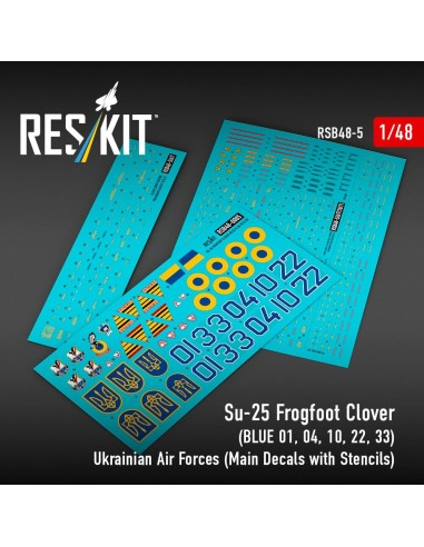 Su-25 Frogfoot Clover (BLUE 01, 04, 10, 22, 33) Ukrainian Air Forces (Main Decals with Stencils)(1/48) 