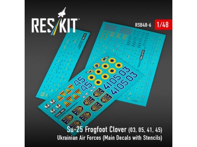 Su-25 Frogfoot Clover (BLUE 03, 05, 41, 45) Ukrainian Air Forces (Main Decals with Stencils)(1/48) 