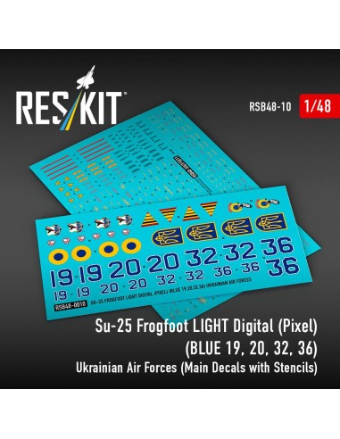 Su-25 Frogfoot LIGHT Digital (Pixel) (BLUE 19, 20, 32, 36) Ukrainian Air Forces (Main Decals with Stencils) 