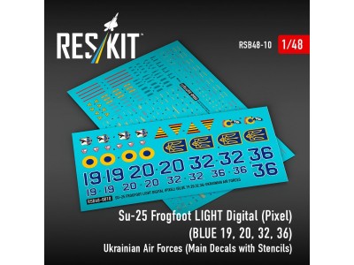 Su-25 Frogfoot LIGHT Digital (Pixel) (BLUE 19, 20, 32, 36) Ukrainian Air Forces (Main Decals with Stencils) 