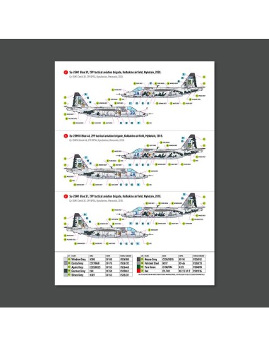 Su-25 Frogfoot DARK Digital (Pixel) (BLUE 09, 15, 17, 21, 29, 30, 31, 37, 39, 46, 49) Ukrainian Air Forces (Main Decals with Ste