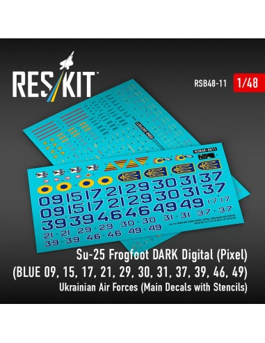 Su-25 Frogfoot DARK Digital (Pixel) (BLUE 09, 15, 17, 21, 29, 30, 31, 37, 39, 46, 49) Ukrainian Air Forces (Main Decals with Ste