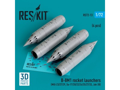 B-8M1 rocket launchers (4 pcs) (MiG-23/27/29, Su-17/20/22/24/25/27/33, Jak-38) (3D Printed) 