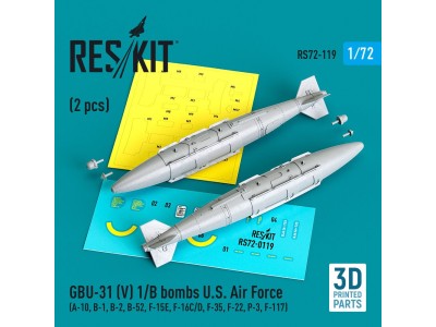 GBU-31 (V) 1/B bombs U.S. Air Force (2 pcs) (A-10, B-1, B-2, B-52, F-15E, F-16C/D, F-35, F-22, P-3, F-117) (3D Printed) 