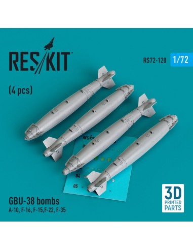 GBU-38 bombs (4 pcs) (A-10, F-16, F-15,F-22, F-35) (3D Printed) 