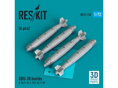GBU-38 bombs (4 pcs) (A-10, F-16, F-15,F-22, F-35) (3D Printed) 