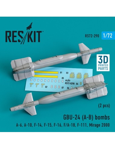 GBU-24 (A-B) bombs (2 pcs) (A-6, A-10, F-14, F-15, F-16, F/A-18, F-111, Mirage 2000) (3D Printed) 