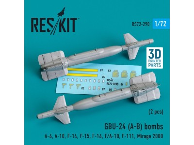 GBU-24 (A-B) bombs (2 pcs) (A-6, A-10, F-14, F-15, F-16, F/A-18, F-111, Mirage 2000) (3D Printed) 