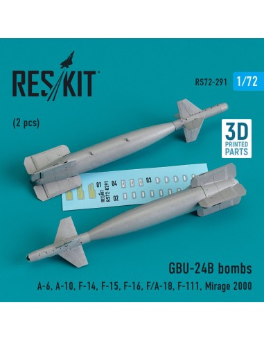GBU-24B bombs (2 pcs) (A-6, A-10, F-14, F-15, F-16, F/A-18, F-111, Mirage 2000) (3D Printed) 