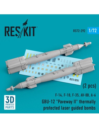 GBU-12 Paveway II thermally protected laser guided bombs (2 pcs) (F-14, F-18, F-35, AV-8B, A-6) (3D Printed) 