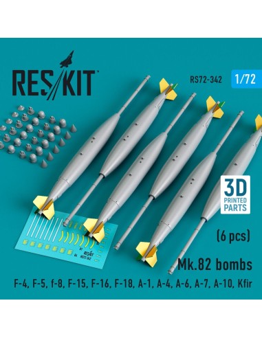 Mk.82 bombs (6 pcs) (F-4, F-5, F-8, F-15, F-16, F-18, A-1, A-4, A-6, A-7, A-10, Kfir) (3D Printed) 