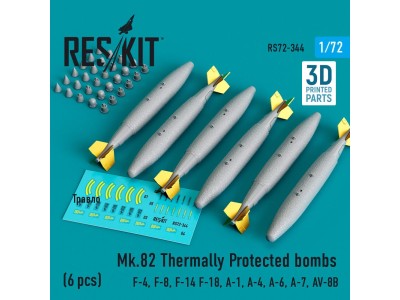 Mk.82 thermally protected bombs (6 pcs) (F-4, F-8, F-14 F-18, A-1, A-4, A-6, A-7, AV-8B) (3D Printed) 