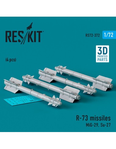 R-73 missiles (4 pcs) (MiG-29, Su-27) (3D Printed) 