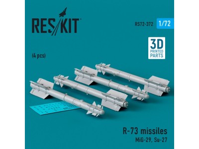 R-73 missiles (4 pcs) (MiG-29, Su-27) (3D Printed) 