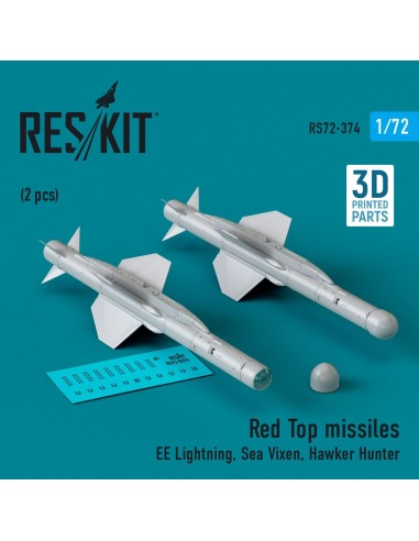 Red Top missiles (2 pcs) (EE Lightning, Sea Vixen, Hawker Hunter) (3D Printed) 