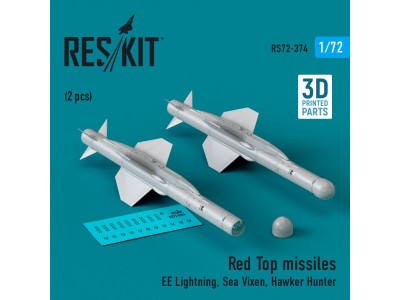 Red Top missiles (2 pcs) (EE Lightning, Sea Vixen, Hawker Hunter) (3D Printed) 