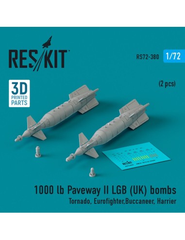 1000 lb Paveway II LGB (UK) bombs (2 pcs) (Tornado, Eurofighter,Buccaneer, Harrier) (3D Printed) 