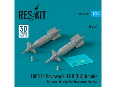 1000 lb Paveway II LGB (UK) bombs (2 pcs) (Tornado, Eurofighter,Buccaneer, Harrier) (3D Printed) 