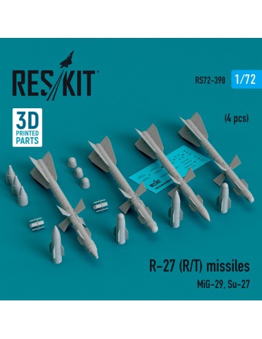 R-27 (R/T) missiles (4 pcs) (MiG-29, Su-27) (3D Printed) 