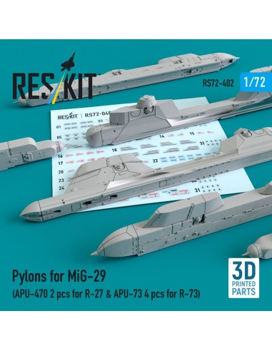 Pylons for MiG-29 (APU-470 2 pcs for R-27 & APU-73 4 pcs for R-73) (3D Printed) 