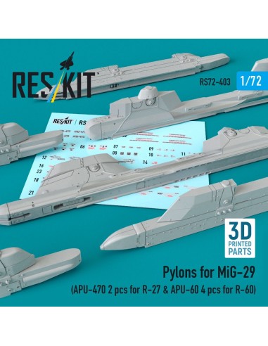 Pylons for MiG-29 (APU-470 2 pcs for R-27 & APU-60 4 pcs for R-60) (3D Printed) 
