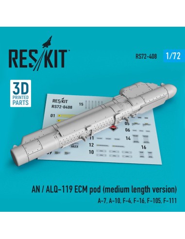 AN / ALQ-119 ECMpod (medium length version) (A-7, A-10, F-4, F-16, F-105, F-111) (3D Printed) 