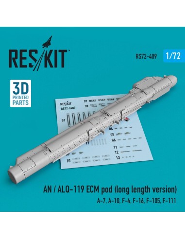 AN / ALQ-119 ECM pod (long length version) (A-7, A-10, F-4, F-16, F-105, F-111) (3D Printed) 