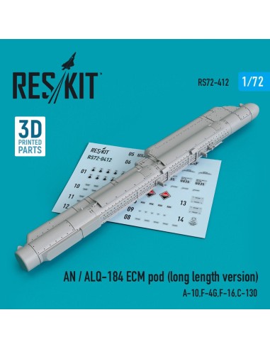 AN / ALQ-184 ECM pod (long length version) (A-10,F-4G,F-16,C-130) (3D Printed) 