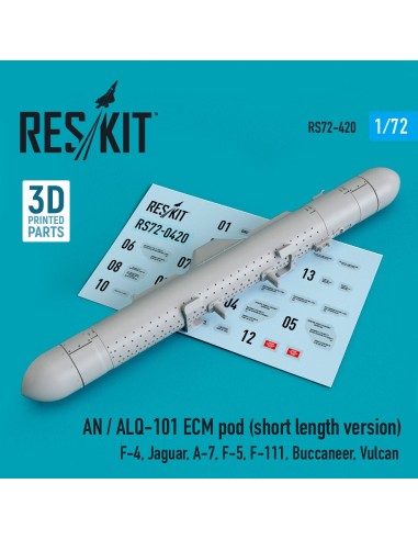 AN / ALQ-101 ECM pod (short length version) (F-4, Jaguar, A-7, F-5, F-111, Buccaneer, Vulcan) (3D Printed) 