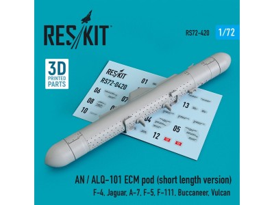 AN / ALQ-101 ECM pod (short length version) (F-4, Jaguar, A-7, F-5, F-111, Buccaneer, Vulcan) (3D Printed) 