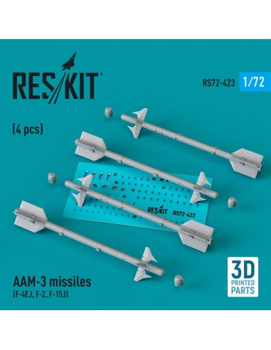 AAM-3 missiles (4 pcs) (F-4EJ, F-2, F-15J) (3D Printed) 