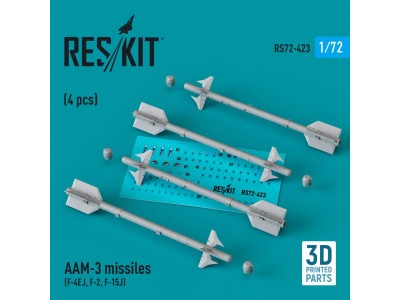 AAM-3 missiles (4 pcs) (F-4EJ, F-2, F-15J) (3D Printed) 