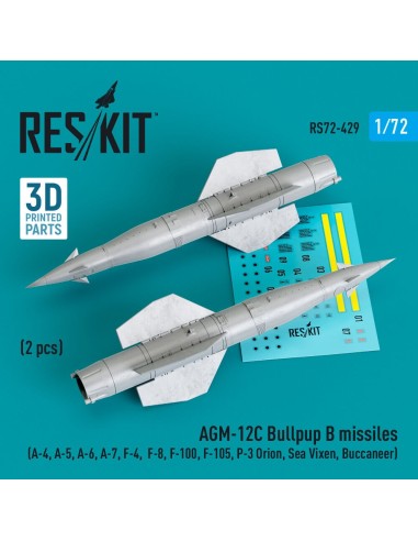 AGM-12C Bullpup B missiles (2 pcs) (A-4, A-5, A-6, A-7, F-4, F-8, F-100, F-105, P-3 Orion, Sea Vixen, Buccaneer) (3D Printed) 