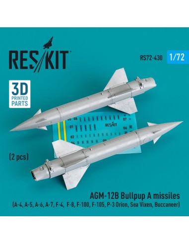 AGM-12B Bullpup A missiles (2 pcs) (A-4, A-5, A-6, A-7, F-4, F-8, F-100, F-105, P-3 Orion, Sea Vixen, Buccaneer) (3D Printed) 