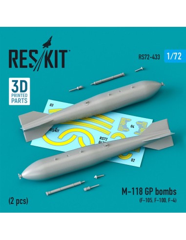 M-118 GP bombs (2 pcs) (F-105, F-100, F-4) (3D Printed) 