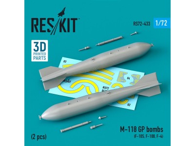 M-118 GP bombs (2 pcs) (F-105, F-100, F-4) (3D Printed) 