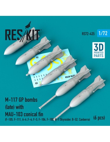 M-117 GP bombs (late) with MAU-103 conical fin (6 pcs) (F-105, F-111, A-4 ,F-4, F-5, F-104, F-100, A-1 Skyraider, B-52, Canberra