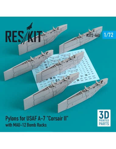 Pylons for USAF A-7 Corsair II with MAU-12 Bomb Racks (3D Printed) 