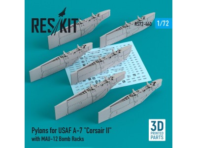 Pylons for USAF A-7 Corsair II with MAU-12 Bomb Racks (3D Printed) 