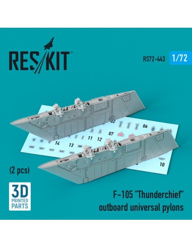 F-105 Thunderchief outboard universal pylons (2 pcs) (3D Printed) 