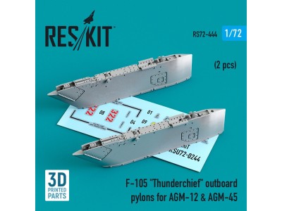 F-105 Thunderchief outboard AGM-12 & AGM-45 pylons (2 pcs) (3D Printed) 
