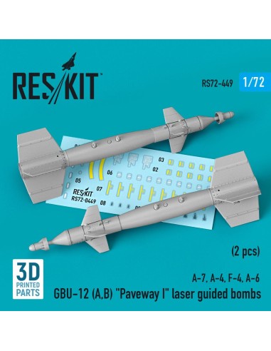 GBU-12 (A,B) Paveway I laser guided bombs (2 pcs) (A-7, A-4, F-4, A-6) (3D Printed) 