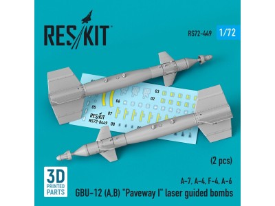 GBU-12 (A,B) Paveway I laser guided bombs (2 pcs) (A-7, A-4, F-4, A-6) (3D Printed) 